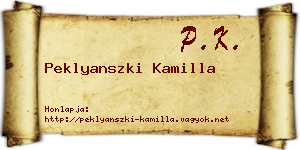 Peklyanszki Kamilla névjegykártya